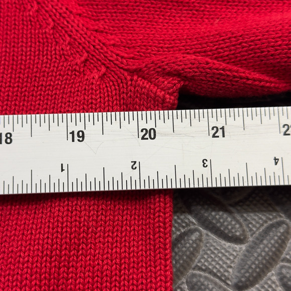 Lauren Ralph Lauren Sweater Women's L Red Knit Crewneck Full Sleeve 100% Cotton - Picture 7 of 8